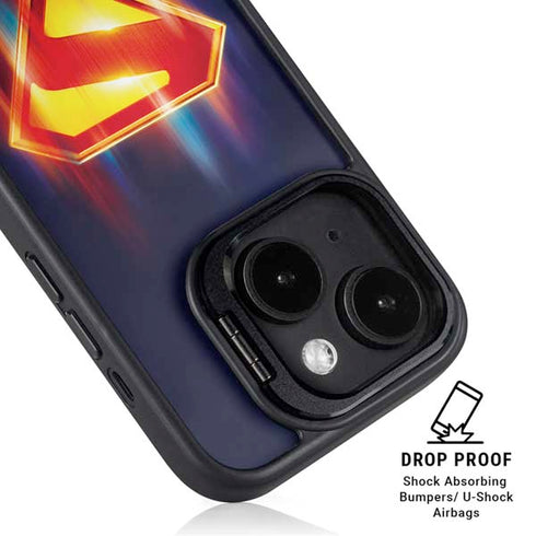 Superman 2025 Energy Shield Neon Emblem iPhone 14 Kickstand Case